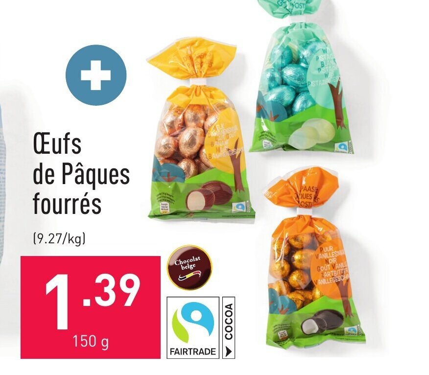 OEufs de Paques fourres 150 gram promotie bij ALDI