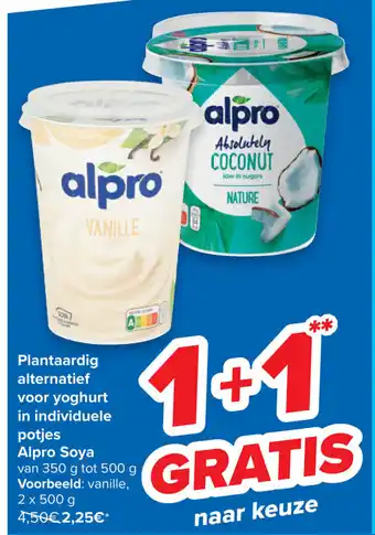 Carrefour Alpro Soya Plantaardig alternatief voor yoghurt in individuele potjes aanbieding