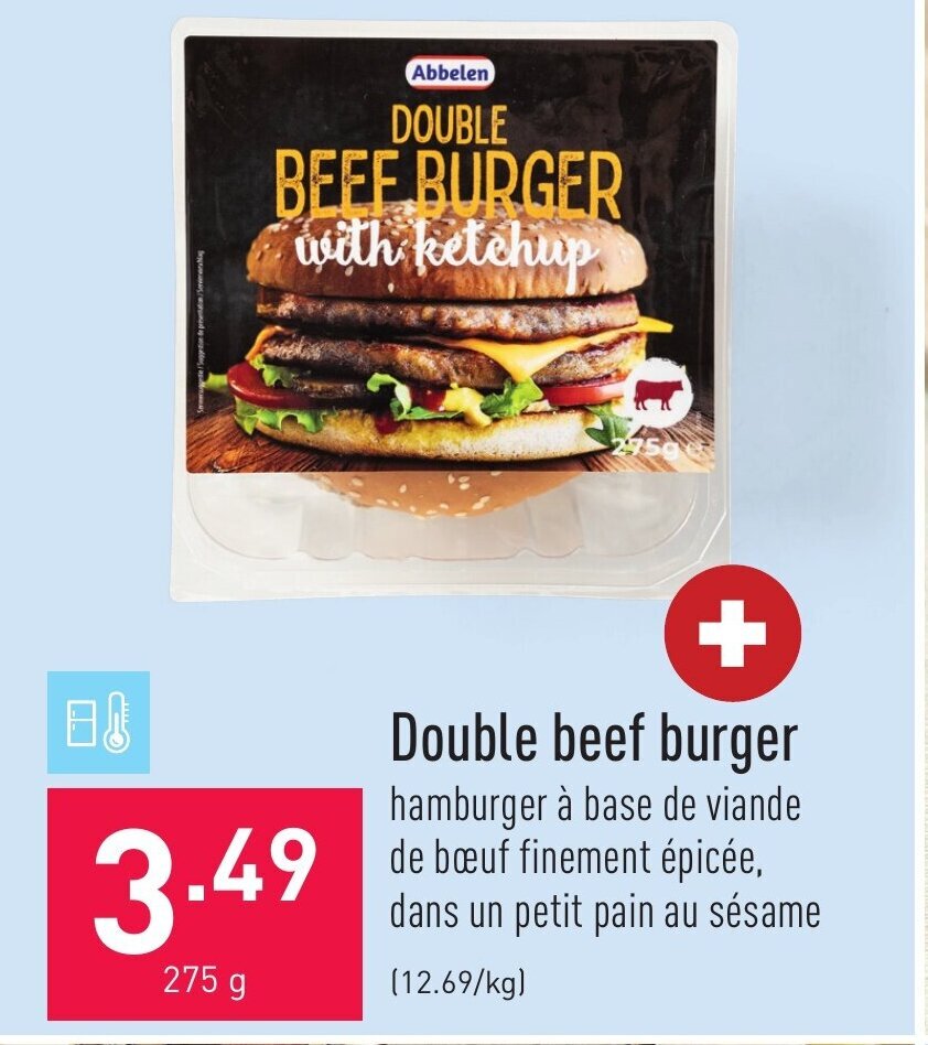 Double beef burger 275 gram promotie bij ALDI