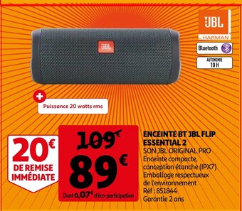 Auchan Enceinte BT JBL flip essential 2 aanbieding