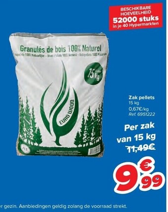 Carrefour Zak pellets 15 kg aanbieding