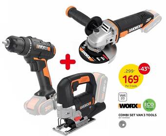 Brico Worx combi set van 3 tools aanbieding