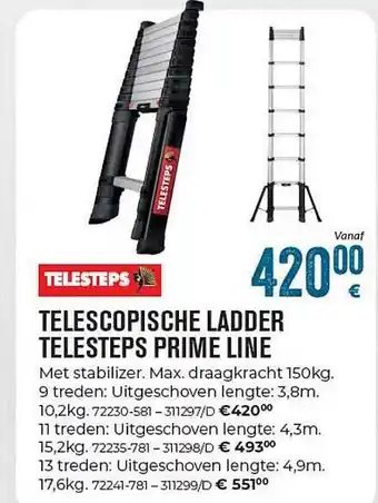 Meno Pro Telescopische ladder telesteps prime line aanbieding