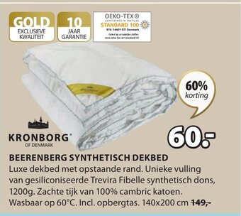 Jysk Kronborg Beerenberg Synthetisch Dekbed 140x200 cm aanbieding