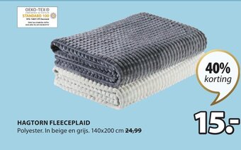 Jysk Hagtorn Fleeceplaid 140x200 cm aanbieding