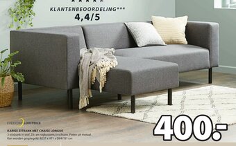 Jysk Karise zitbank met chaise longue aanbieding