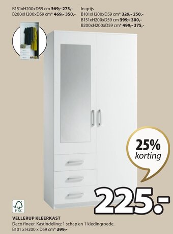 Jysk Vellerup kleerkast aanbieding