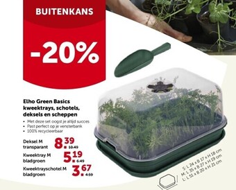 AVEVE Elho green basics kweektrays, schotels, deksels en scheppen aanbieding