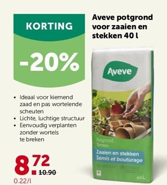 Aveve potgrond voor zaaien en stekken 40 l