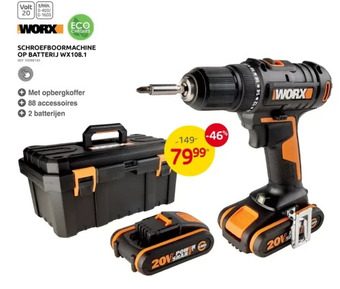 Brico Schroefboormachine op batterij wx108.1 aanbieding