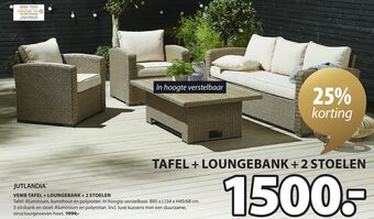 Jysk Vemb tafel + loungebank + 2 stoelen aanbieding