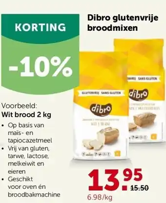AVEVE Dibro glutenvrije broodmixen wit brood 2 kg aanbieding