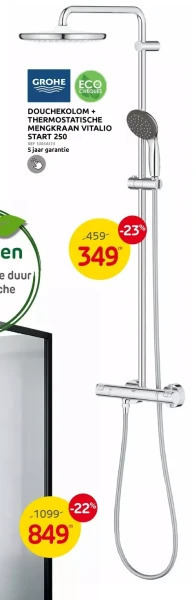 Brico Douchekolom + thermostatische mengkraan vitalio start 250 aanbieding