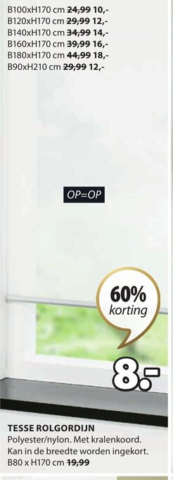 Jysk Tesse rolgordijn aanbieding