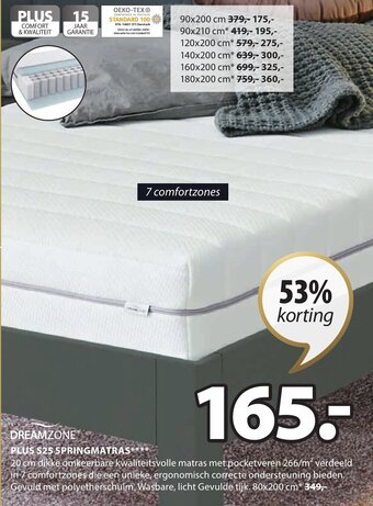 Jysk Dreamzone plus S25 springmatras aanbieding