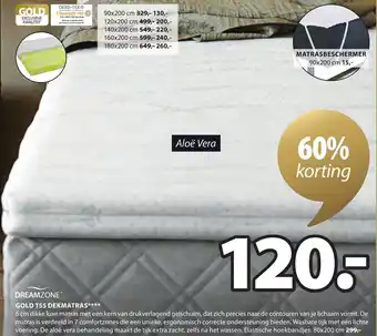 Jysk Dreamzone gold T55 dekmatras aanbieding