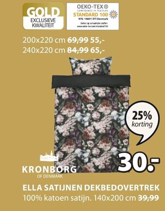 Jysk Ella satijnen dekbedovertrek aanbieding