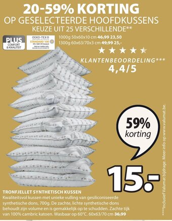 Jysk Tronfjellet synthetisch kussen aanbieding