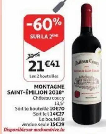 Auchan Chateau Coucy 13,5%, montagne saint-emilion 2018 aanbieding