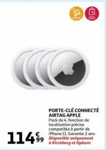 Auchan Apple porte-cle connecte airtag pack de 4 aanbieding