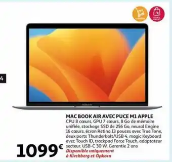 Auchan Apple mac book air avec puce M1 aanbieding