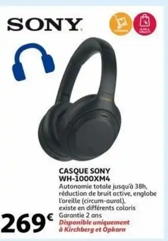 Auchan Sony casque WH-1000XM4 aanbieding