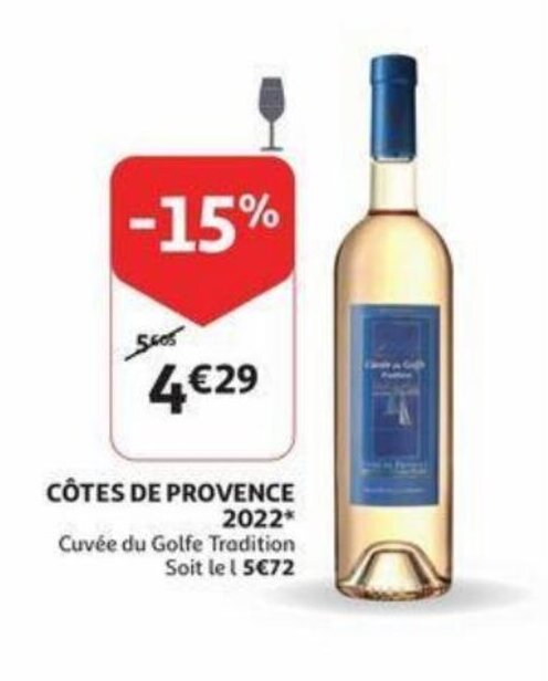 Cuvee Du Golfe Tradition Cotes De Provence 2022 Promotie Bij Auchan
