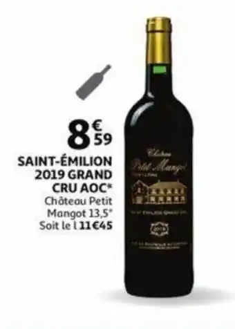 Auchan Petit mangot Saint-emilion 2019 grand cru AOC 13,5% aanbieding
