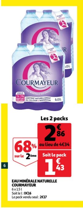Auchan Eau Minerale Naturelle Courmayeur aanbieding