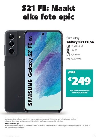Base Samsung galaxy s21 fe 5g aanbieding