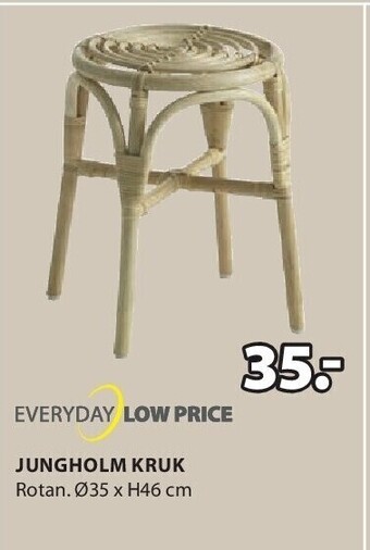 Jysk Jungholm kruk rotan. ø35 x h46 cm aanbieding