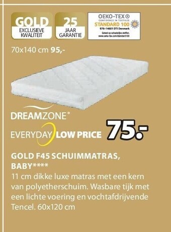 Jysk Gold f45 schuimmatras, baby aanbieding