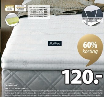 Jysk Gold t55 dekmatras aanbieding