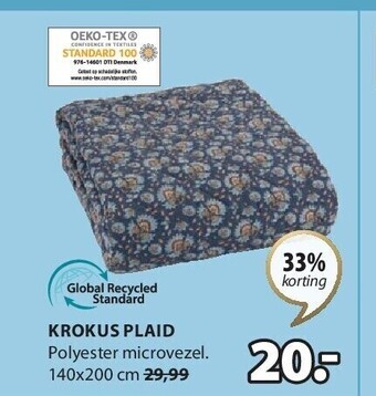 Jysk Krokus plaid aanbieding