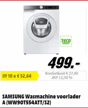 MediaMarkt Samsung wasmachine voorlader A (WW90T554ATT/S2) aanbieding