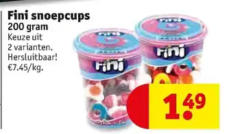 Kruidvat Fini Snoepcups 200 gram aanbieding