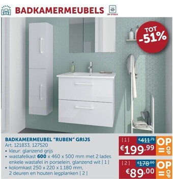 Zelfbouwmarkt Badkamermeubel “ruben” grijs aanbieding