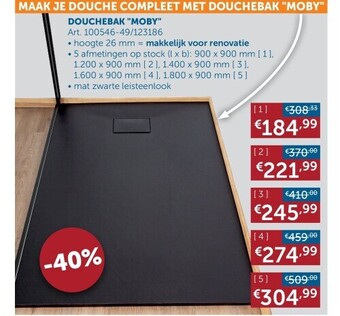Zelfbouwmarkt Douchebak moby aanbieding