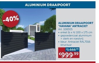 Zelfbouwmarkt Aluminium draaipoort havana antraciet aanbieding