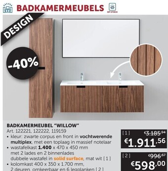 Zelfbouwmarkt Badkamermeubel “willow” aanbieding