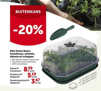 AVEVE Elho green basics, kweektrays, schotels, deksels en scheppen aanbieding