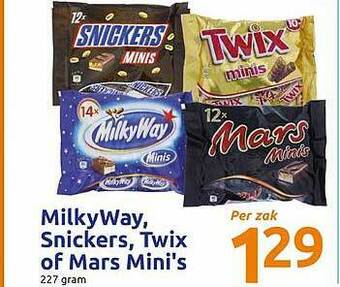 Action Milkyway, Snickers, Twix Of Mars Mini's aanbieding