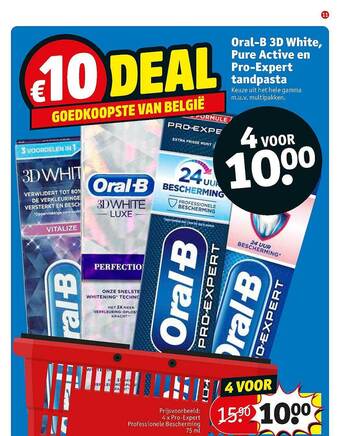 Kruidvat Oral-b 3d White, Pure Active En Pro-expert Tandpasta aanbieding