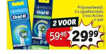 Kruidvat 2x Opzetborstels Cross Action Oral-b aanbieding