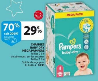 Auchan Pampers changes baby dry mega tailles 2 a 6 aanbieding