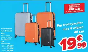Carrefour Trolleykoffer met 4 wielen pisa 46cm aanbieding