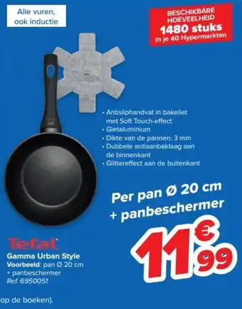 Carrefour Tefal gamma urban style per pan 20cm + panbeschermer aanbieding