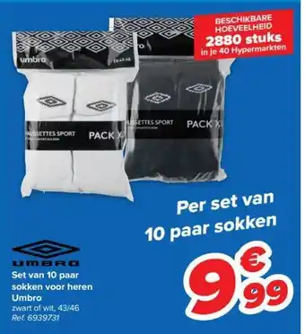 Carrefour Umbro set van 10 paar sokken voor heren aanbieding