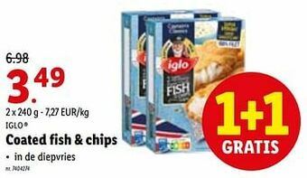 Coated fish + chips