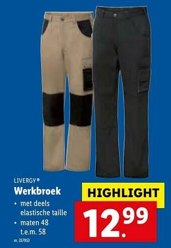 Lidl Werkbroek aanbieding